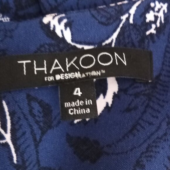 Thakoon Navy Mixed Media Bandana Print Long Sleeve Fit & Flare Dress Size 4 - Picture 6 of 8